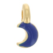 Mini breloque lune 7x3 mm en résine époxy - Doré à l'or fin - Bleu foncé x1|raw }}