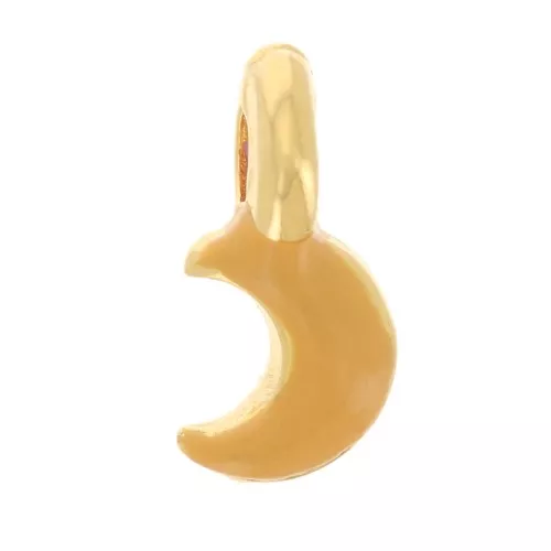 Mini breloque lune 7x3 mm en résine époxy - Doré à l'or fin - Ocre x1