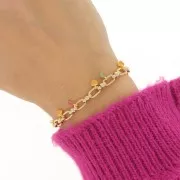 Mini breloque lune 7x3 mm en résine époxy - Doré à l'or fin - Ocre x1