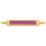 Intercalaire rectangle 27x4 mm et résine époxy - Doré à l'or fin - Fuchsia x1
