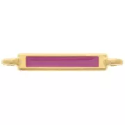 Intercalaire rectangle 27x4 mm et résine époxy - Doré à l'or fin - Fuchsia x1
