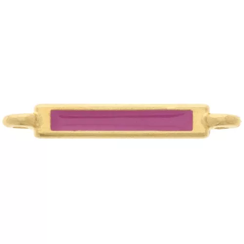 Intercalaire rectangle 27x4 mm et résine époxy - Doré à l'or fin - Fuchsia x1