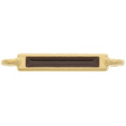 Intercalaire rectangle 27x4 mm et résine époxy - Doré à l'or fin - Marron foncé x1|raw }}