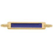 Intercalaire rectangle 27x4 mm et résine époxy - Doré à l'or fin - Bleu foncé x1