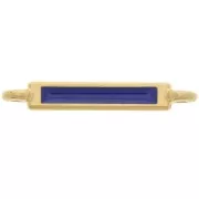 Intercalaire rectangle 27x4 mm et résine époxy - Doré à l'or fin - Bleu foncé x1