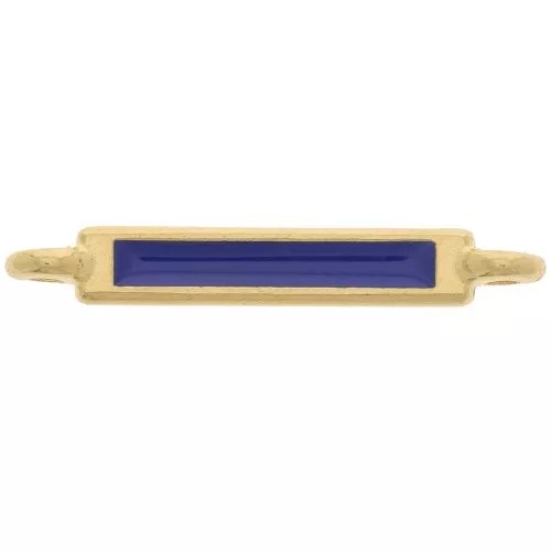 Intercalaire rectangle 27x4 mm et résine époxy - Doré à l'or fin - Bleu foncé x1