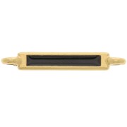 Intercalaire rectangle 27x4 mm et résine époxy - Doré à l'or fin - Noir x1