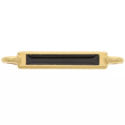 Intercalaire rectangle 27x4 mm et résine époxy - Doré à l'or fin - Noir x1
