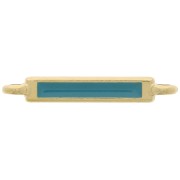 Intercalaire rectangle 27x4 mm et résine époxy - Doré à l'or fin - Turquoise x1