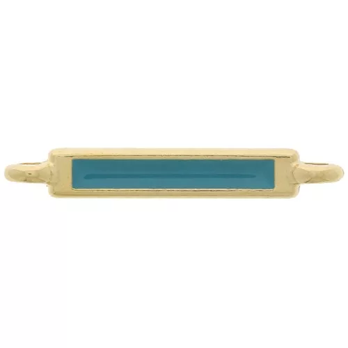 Intercalaire rectangle 27x4 mm et résine époxy - Doré à l'or fin - Turquoise x1