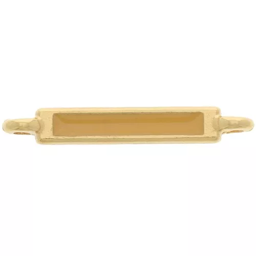 Intercalaire rectangle 27x4 mm et résine époxy - Doré à l'or fin - Ocre x1