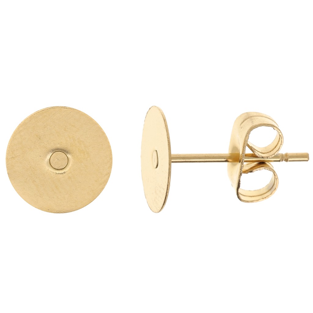 16 Clous D'oreilles En Acier Inoxydable 304 - Forme Ovale Et Ronde Plate - Doré Et Argenté - Pour Création Bijoux DIY