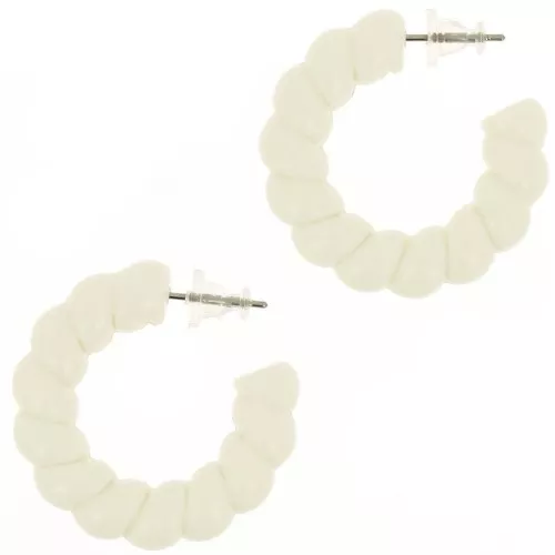Créoles torsadées en résine 30 mm - Ivoire x2