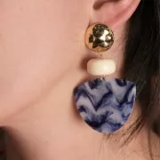 Clous d'oreilles rond 19 mm effet martelé - Doré à l'or fin x2