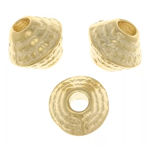 Perles toupies texturées 5.5x6 mm - Doré à l'or fin x5