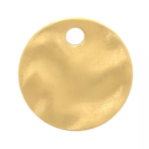 Breloque ronde martelée 8 mm - Acier inoxydable 304 Doré x1