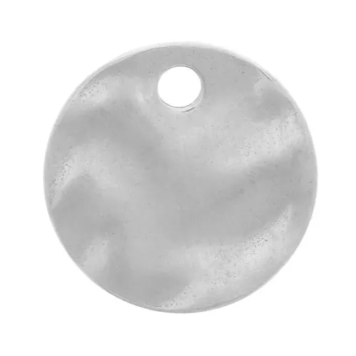 Breloque ronde martelée 8 mm - Acier inoxydable 304 x1