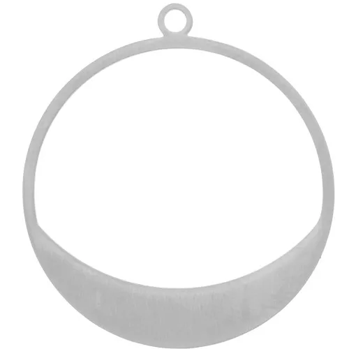 Pendentif rond évidé 30 mm effet brossé - Acier inoxydable 304 x1