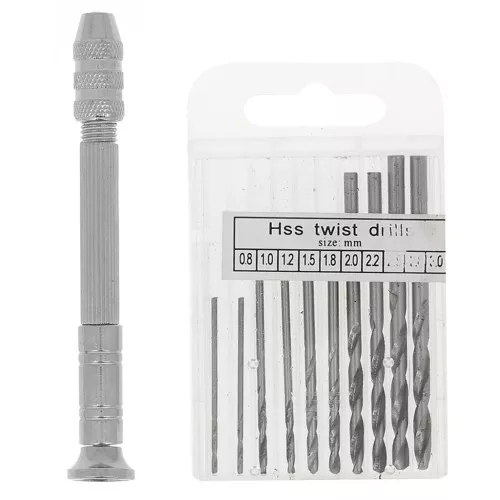 Mandrin à main - Outil de perçage manuel avec têtes interchangeable et 10 forets