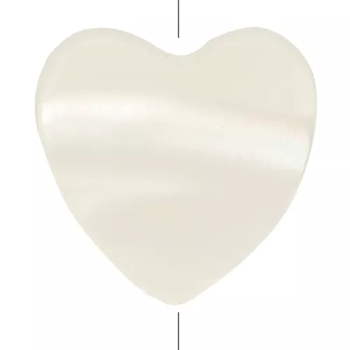 Perle coeur 10 mm en nacre - trou vertical - Naturel x1