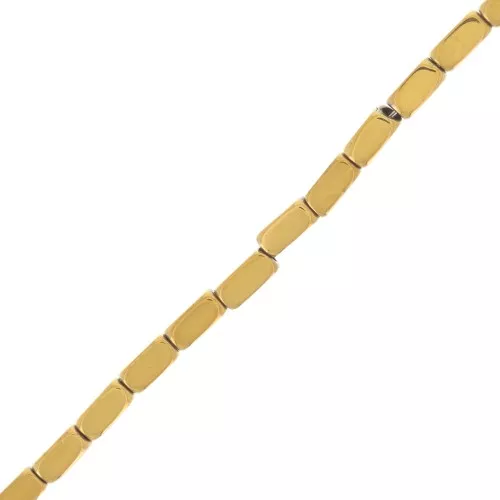 Perles rectangle 4x2 mm - imitation Hématite - Doré x39cm