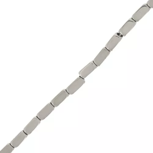 Perles rectangle 4x2 mm - imitation Hématite - Silver x39cm