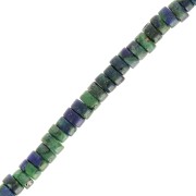 Perles Heishi rondelles - Régalite teintée 4x2 mm Vert foncé - Bleu foncé x40cm