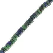 Perles Heishi rondelles - Régalite teintée 4x2 mm Vert foncé - Bleu foncé x40cm