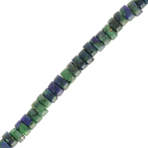 Perles Heishi rondelles - Régalite teintée 4x2 mm Vert foncé - Bleu foncé x40cm