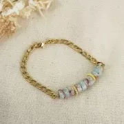 Perles Heishi rondelles - Régalite teintée 4x2 mm Vert foncé - Bleu foncé x40cm