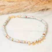 Perles Heishi rondelles pierre gemme - Régalite teintée 4x2 mm - Bleu foncé x38cm