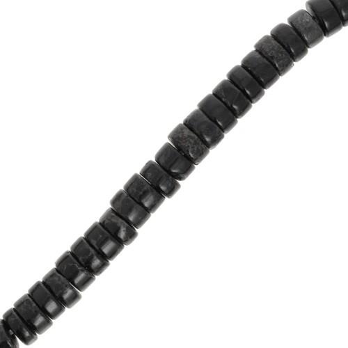 Perles Heishi rondelles pierre gemme - Régalite teintée 4x2 mm - Noir x38cm
