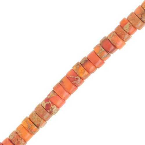 Perles Heishi rondelles pierre gemme - Régalite teintée 4x2 mm - Orange x40cm