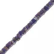 Perles Heishi rondelle pierre gemme - Régalite teintée 4x2mm - Violet foncé x40cm