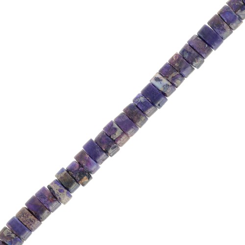Perles Heishi rondelle pierre gemme - Régalite teintée 4x2mm - Violet foncé x40cm