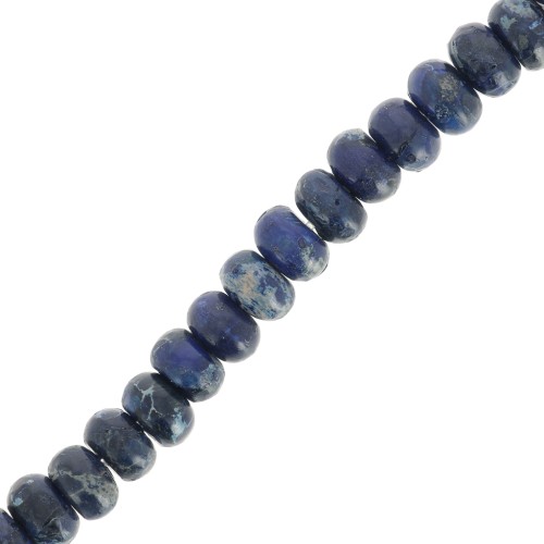 Perles Heishi rondelles pierre gemme - Régalite teintée 6x4 mm - Bleu foncé x40cm