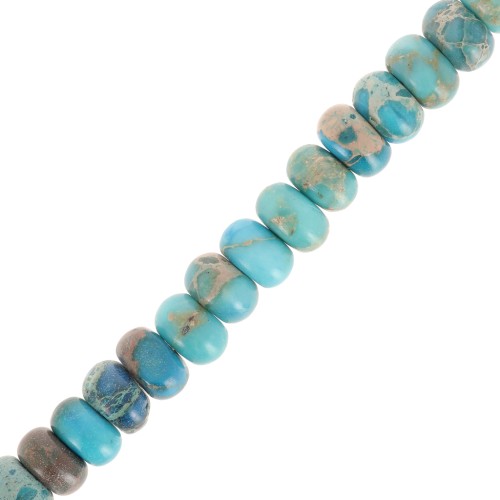 Perles Heishi rondelles pierre gemme - Régalite teintée 6x4 mm - Turquoise x38cm