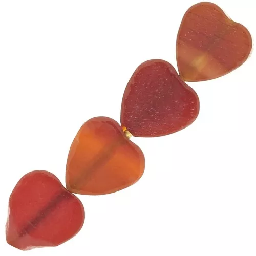 Perles coeur 6 mm en pierre gemme teintée - Aventurine rouge x4