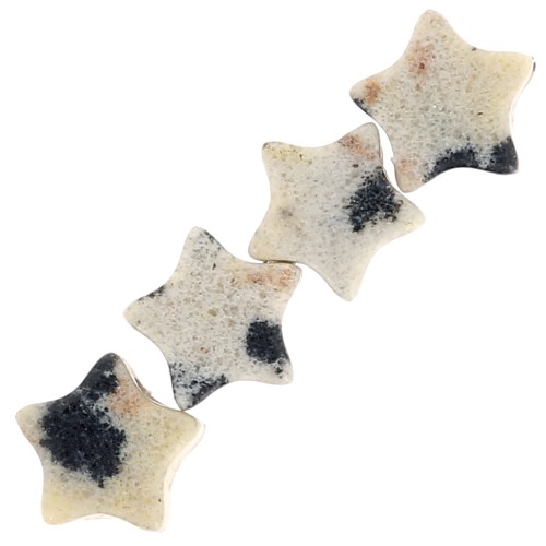 Perles étoile 4 mm en pierre gemme - Jaspe dalmatien x4
