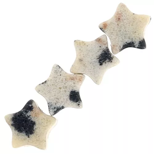 Perles étoile 4 mm en pierre gemme - Jaspe dalmatien x4