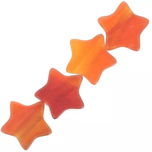 Perles étoile 4 mm en pierre gemme - Agate rouge x4