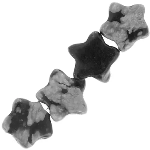 Perles étoile 4 mm en pierre gemme - Obsidienne mouchetée x4