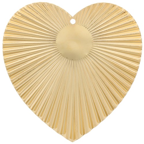 Pendentif coeur effet plissé 41x40 mm pour cabochon 10 mm - Doré à l'or fin x1