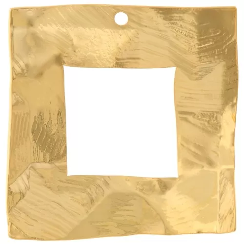 Pendentif carré irrégulier martelé strié 26 mm - Doré à l'or fin x1