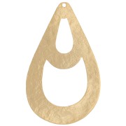 Pendentif goutte martelé évidé 40x25 mm - Doré à l'or fin x1|raw }}
