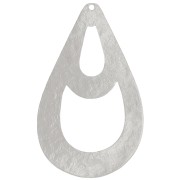 Pendentif goutte martelé évidé 40x25 mm - Placage Argent fin x1