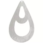 Pendentif goutte martelé évidé 40x25 mm - Placage Argent fin x1