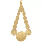 Pendentif goutte martelé 56x29 mm - Doré à l'or fin x1