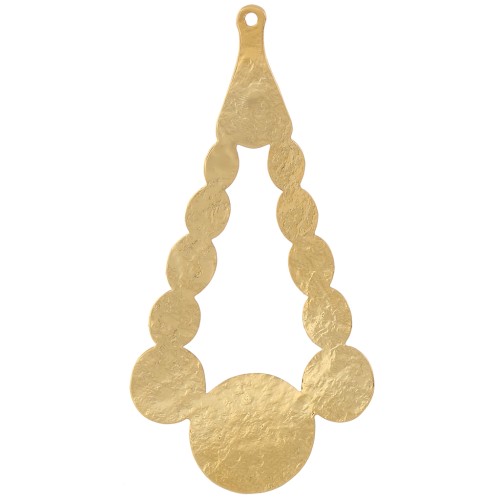 Pendentif goutte martelé 56x29 mm - Doré à l'or fin x1