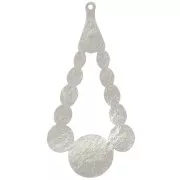 Pendentif goutte martelé 56x29 mm - Placage Argent fin x1